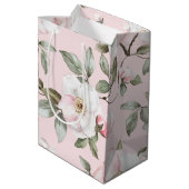 Mooie Roze Witte Bloemen Bruiloftsontvangst Medium Cadeauzakje (Achterkant Gekanteld)