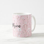 Mooie Roze Witte Bloemen Koffiemok (Voorkant rechts)