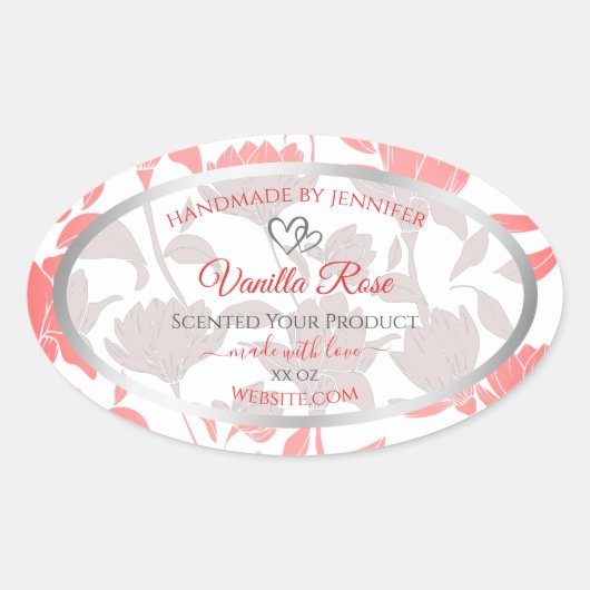 Mooie Roze Witte Bloemen Patroon Product Labels (Voorkant)