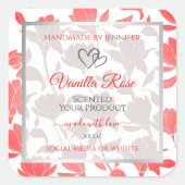 Mooie Roze Witte Bloemen Patroon Product Labels (Voorkant)