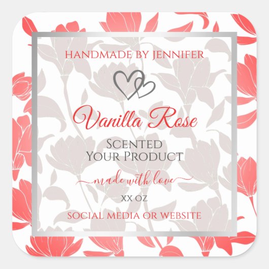 Mooie Roze Witte Bloemen Patroon Product Labels (Voorkant)