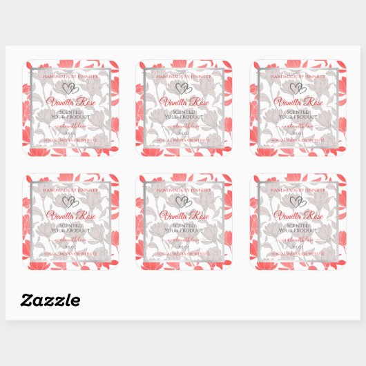 Mooie Roze Witte Bloemen Patroon Product Labels (Vel)