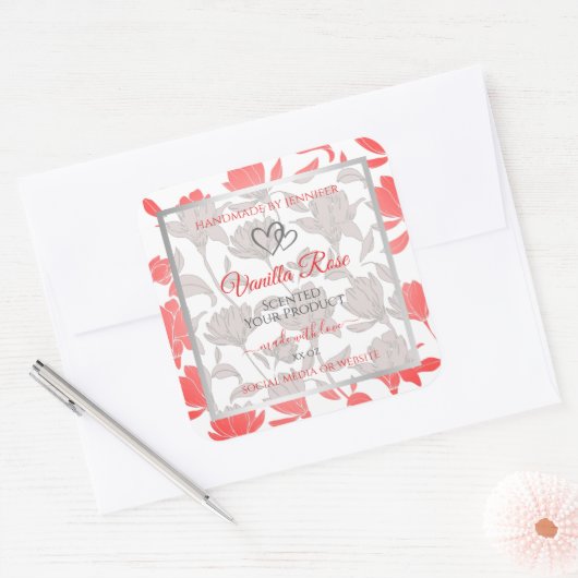 Mooie Roze Witte Bloemen Patroon Product Labels (Envelop)