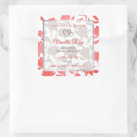 Mooie Roze Witte Bloemen Patroon Product Labels (Tas)