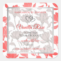 Mooie Roze Witte Bloemen Patroon Product Labels