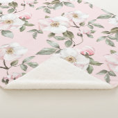 Mooie Roze Witte Bloemen   Sherpa Deken (3/4)