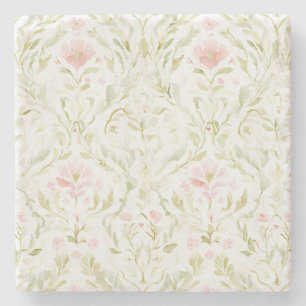 Mooie Roze Witte Bloemen Stenen Onderzetter