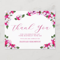 Mooie Roze Witte Bloemige 70e Verjaardag Bedankt