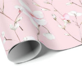 Mooie Roze Witte Bloemige Bruidsdouche Cadeaupapier (Rol Hoek)