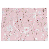 Mooie Roze Witte Bloemige Bruidsdouche Groot Cadeauzakje (Voorkant)