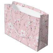 Mooie Roze Witte Bloemige Bruidsdouche Groot Cadeauzakje (Achterkant Gekanteld)