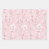 Mooie Roze Witte Bloemige Bruidsdouche Inpakpapier Vel (Voorkant)
