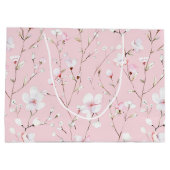 Mooie Roze Witte Bloemige Bruidsfeest Groot Cadeauzakje (Achterkant)