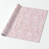 Mooie Roze Witte Bloemige Bruidsshowers Cadeaupapier (Uitgerold)