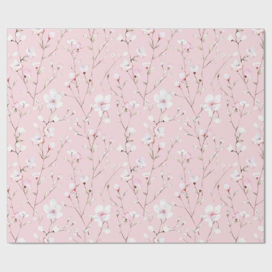 Mooie Roze Witte Bloemrijke Bruidsshower Cadeaupapier (Vlak)