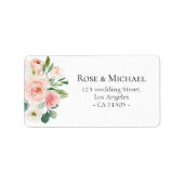 Mooie roze & witte blush blooms adreslabel etiket (Voorkant)
