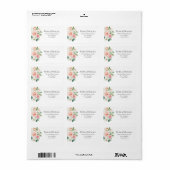 Mooie roze & witte blush blooms adreslabel etiket (Full Sheet)