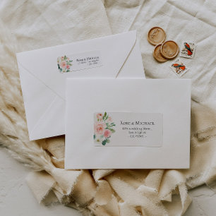 Mooie roze & witte blush blooms adreslabel etiket