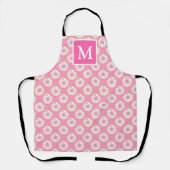 Mooie Roze & Witte Donuts Monogram Schort (Voorkant)