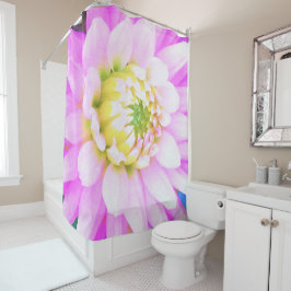 Mooie Roze, Witte en Gele Cactus Dahlia Macro Douchegordijn
