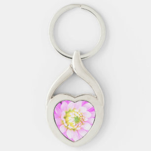 Mooie Roze, Witte en Gele Cactus Dahlia Macro Sleutelhanger