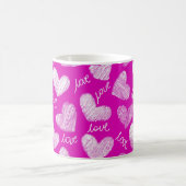 Mooie Roze Witte Gekrabbelde Harten met Liefdessch Koffiemok (Center)