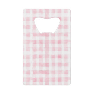 Mooie Roze Witte Geruite Blauwe Strepen Bruidsdouc Creditkaart Flessenopener