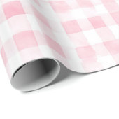 Mooie Roze Witte Geruite Strepen Bruidsdouche Cadeaupapier (Rol Hoek)
