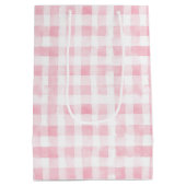 Mooie Roze Witte Geruite Strepen Bruidsfeest Medium Cadeauzakje (Achterkant)