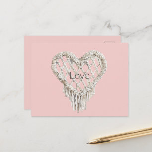 Mooie Roze Witte Hart Franje Briefkaart