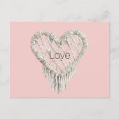 Mooie Roze Witte Hart Franje Briefkaart (Voorkant)