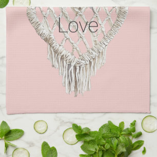 Mooie Roze Witte Hart Franje Theedoek