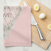 Mooie Roze Witte Hart Franje Theedoek (Quarter Fold)