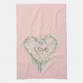 Mooie Roze Witte Hart Franje Theedoek (Verticaal)