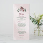 mooie roze witte kaneel roos florale groen menu (Staand voorkant)