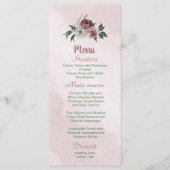 mooie roze witte kaneel roos florale groen menu (Voorkant)