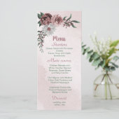 mooie roze witte kaneel roos florale groen menu (Staand voorkant)