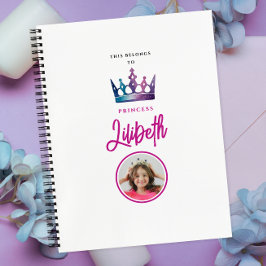 Mooie Roze Witte Magische Prinsessen Kroon Foto Notitieboek