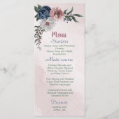 Mooie roze witte navy blauwe bloem groen menu (Voorkant)