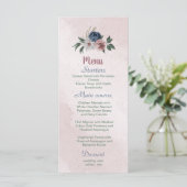 Mooie roze witte navy blauwe bloem groen menu (Staand voorkant)