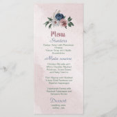 Mooie roze witte navy blauwe bloem groen menu (Voorkant)