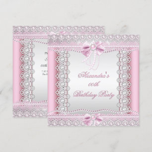 Mooie Roze Witte Parels Kant Lint Verjaardagsfeest Kaart