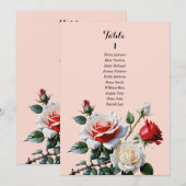 Mooie roze witte rode roos zitplaats kaart (Voorkant / Achterkant)