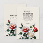 Mooie roze witte rode rozen bloemige bruiloft bedankkaart (Voorkant / Achterkant)
