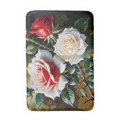 Mooie roze witte rode rozen olieverfschilderij badmat (Voorkant Verticaal)