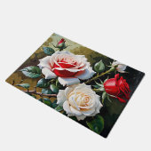 Mooie roze witte rode rozen olieverfschilderij deurmat (Schuin)