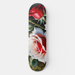 Mooie roze witte rode rozen olieverfschilderij persoonlijk skateboard
