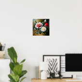 Mooie roze witte rode rozen olieverfschilderij poster (Thuiskantoor)