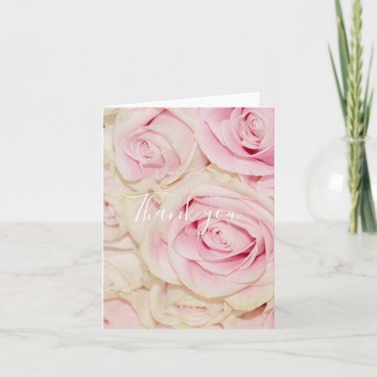 Mooie Roze Witte Rozen Bedankkaart (Voorkant)