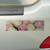 Mooie roze witte rozen bloem Bouquet Bumpersticker (Op auto)